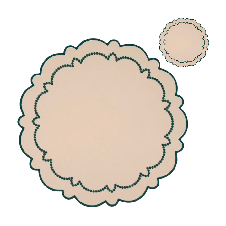 Ana Reversible Spillproof Coaster - Mint & Teal Trim (Set of 4)