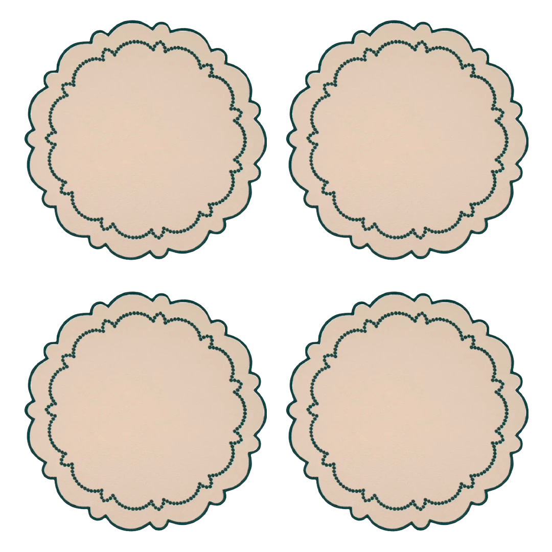 Ana Reversible Spillproof Coaster - Mint & Teal Trim (Set of 4)