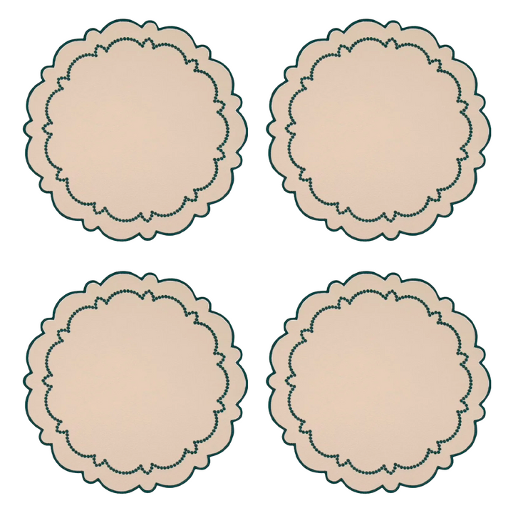 Ana Reversible Spillproof Coaster - Mint & Teal Trim (Set of 4)