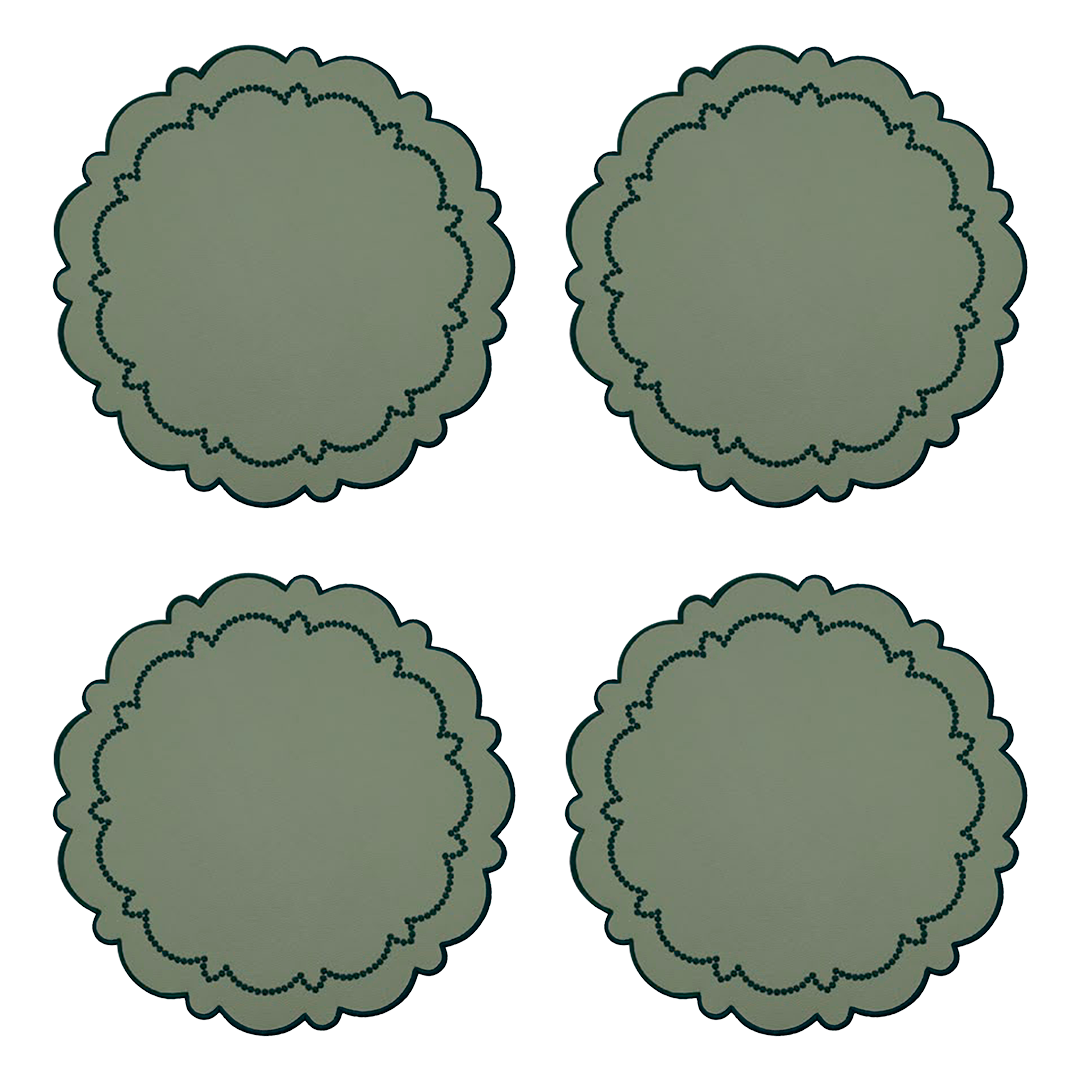 Ana Reversible Spillproof Coaster - Mint & Teal Trim (Set of 4)