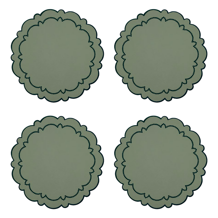 Ana Reversible Spillproof Coaster - Mint & Teal Trim (Set of 4)
