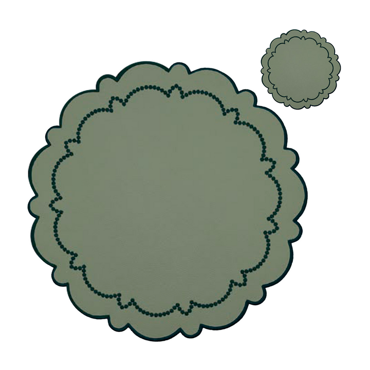 Ana Reversible Spillproof Coaster - Mint & Teal Trim (Set of 4)