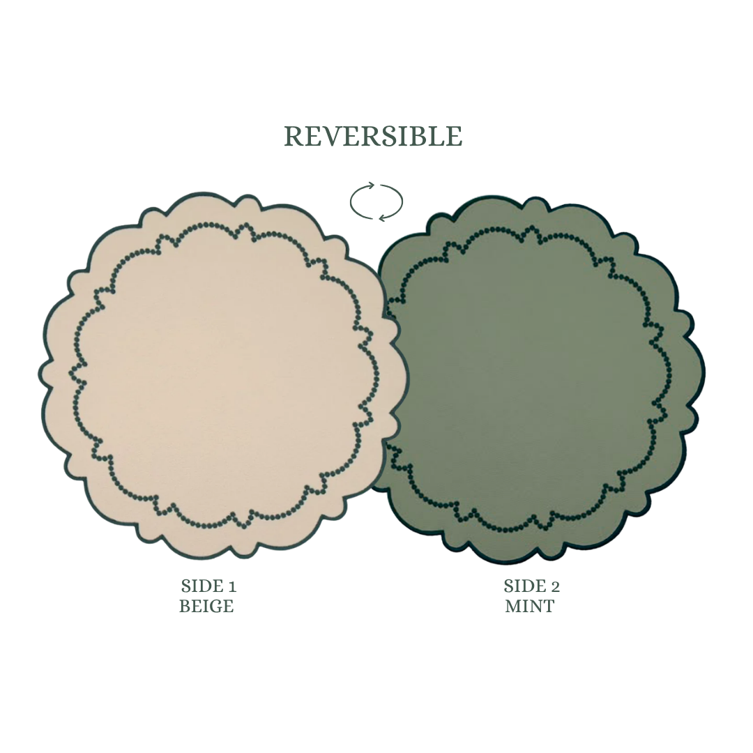 Ana Reversible Spillproof Placemats – Mint & Teal Trim (Set of 4)