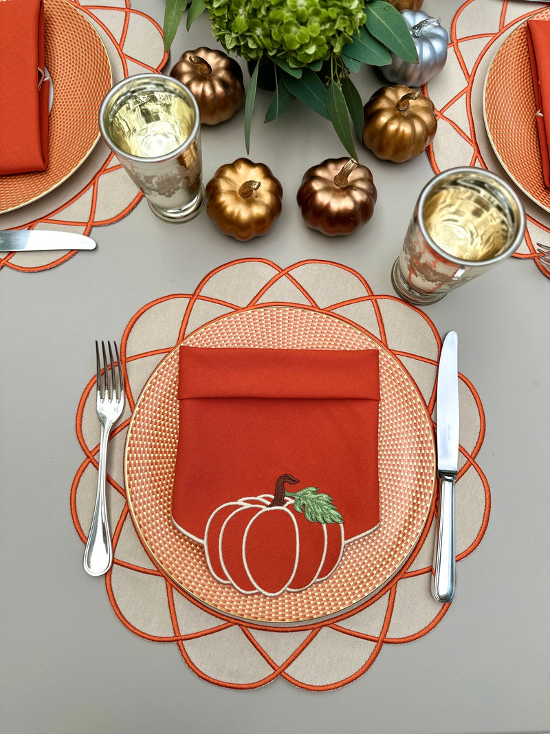 Orange Pumpkin Napkins (Set of 4)