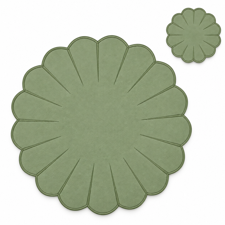 Elena Reversible Spillproof Coasters – Mint & Beige (Set of 4)