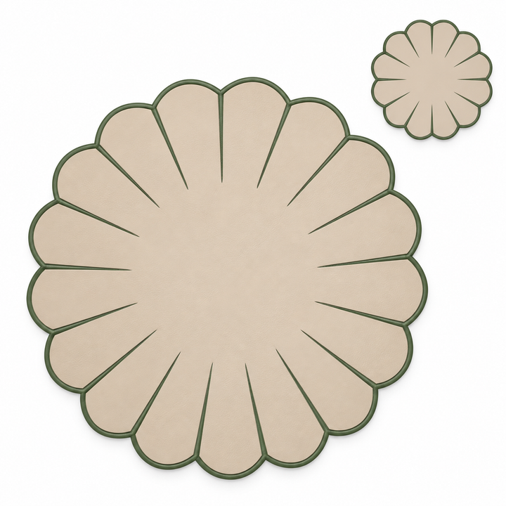 Elena Reversible Spillproof Coasters – Mint & Beige (Set of 4)