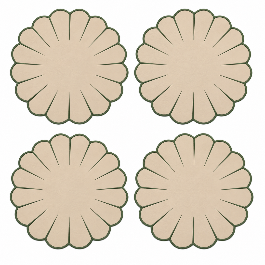 Elena Reversible Spillproof Coasters – Mint & Beige (Set of 4)