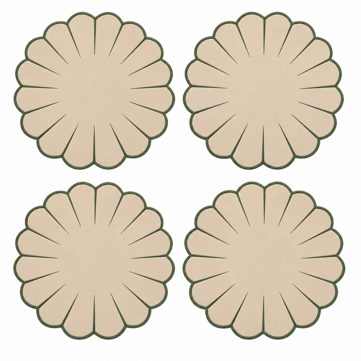 Elena Reversible Spillproof Coasters – Mint & Beige (Set of 4)