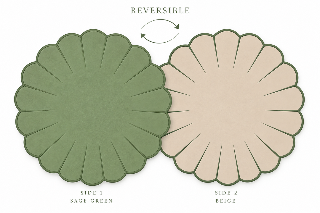 Elena Reversible Spillproof Coasters – Mint & Beige (Set of 4)