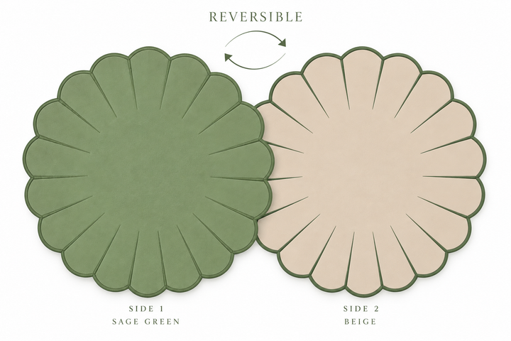 Elena Reversible Spillproof Coasters – Mint & Beige (Set of 4)