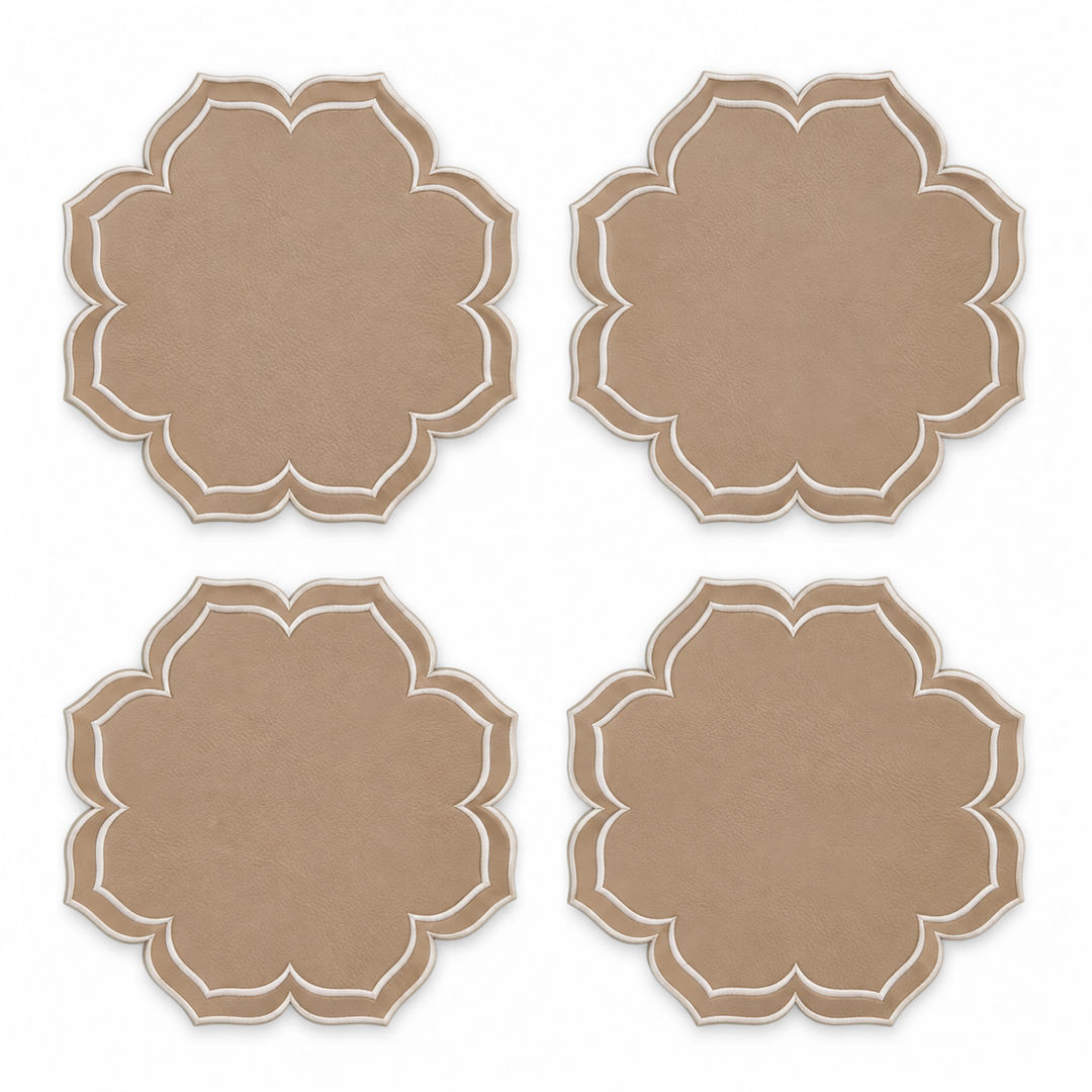 Dalia Reversible Spillproof Placemats + Coasters Bundle – Beige & Navy (Set of 4)