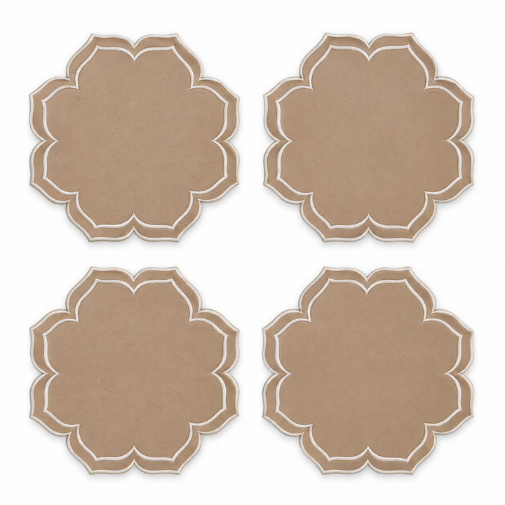 Dalia Reversible Spillproof Placemats + Coasters Bundle – Beige & Navy (Set of 4)
