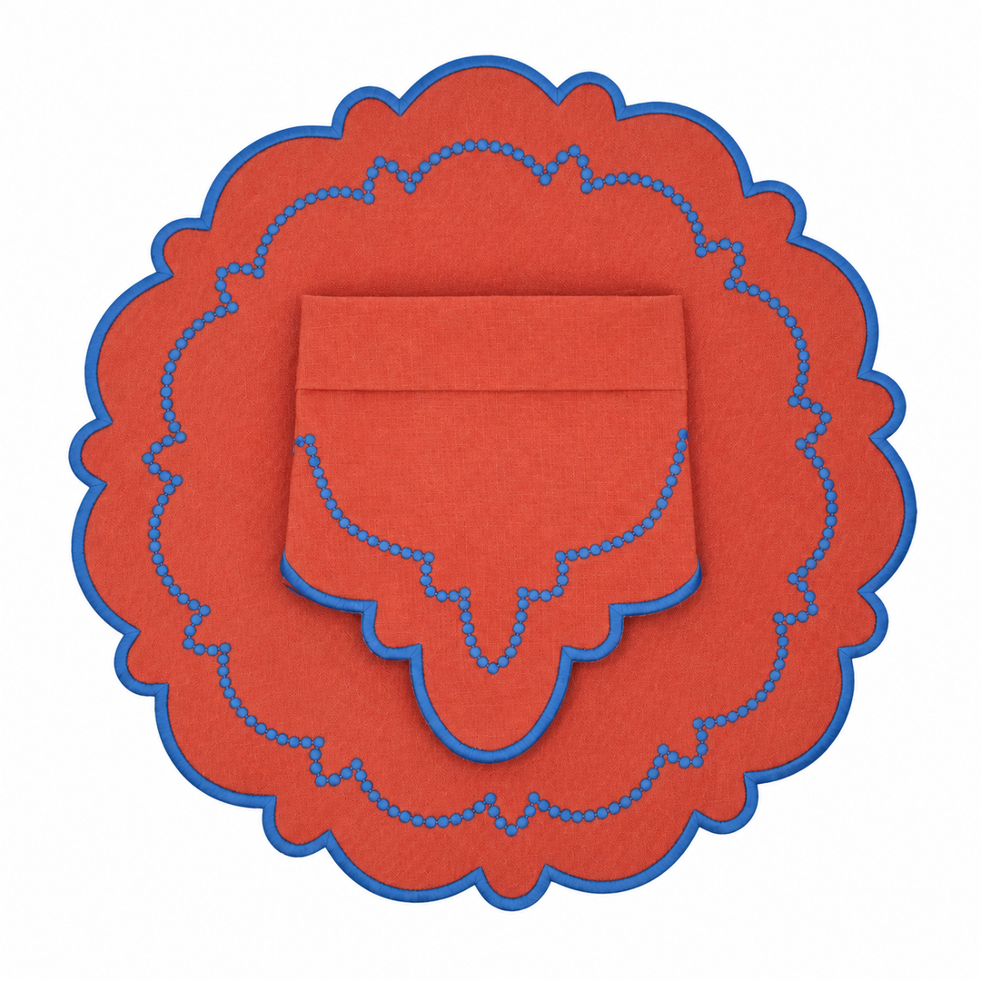 Ana Rust w/ Royal Trim Bundle (4 Placemats + 4 Napkins)