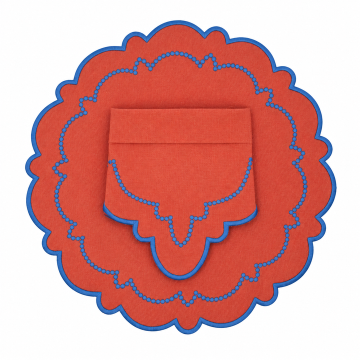 Ana Rust w/ Royal Trim Bundle (4 Placemats + 4 Napkins)