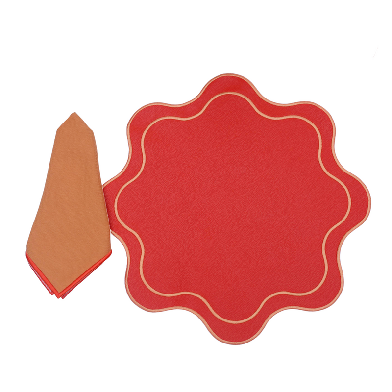 Isabella Placemats Coral w/ Salmon Trim (Set of 4)