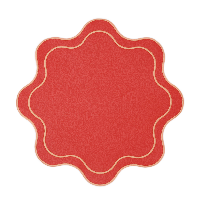 Isabella Placemats Coral w/ Salmon Trim (Set of 4)