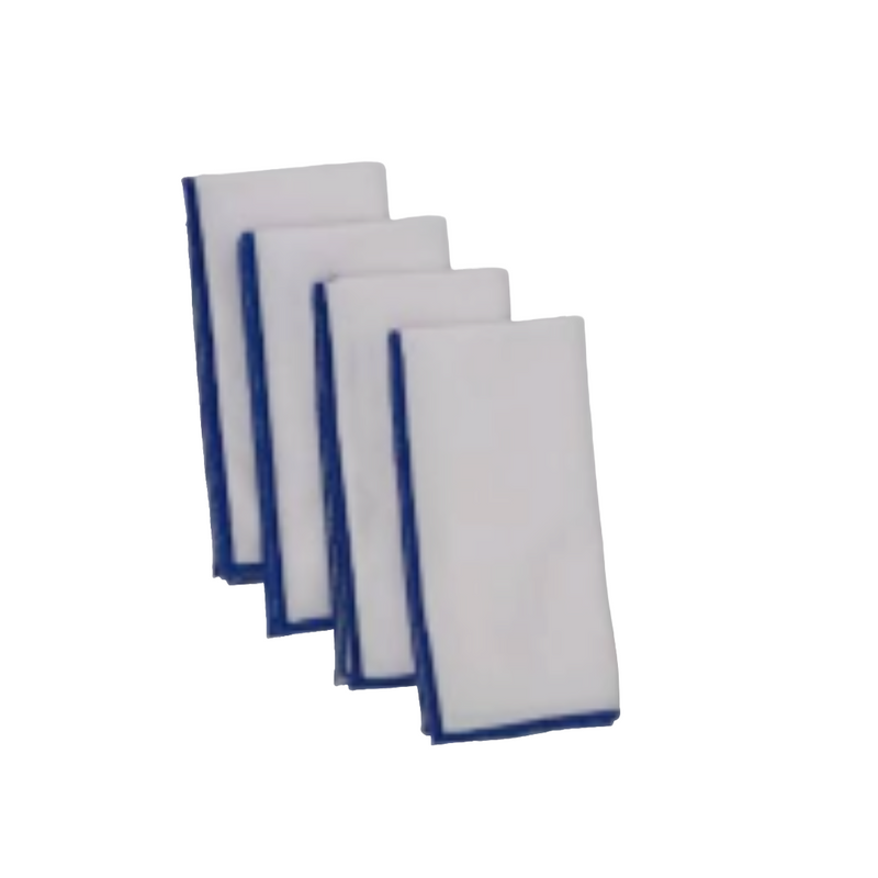 Isabella Napkins White w/ Blue Trim Napkins (Set of 4)