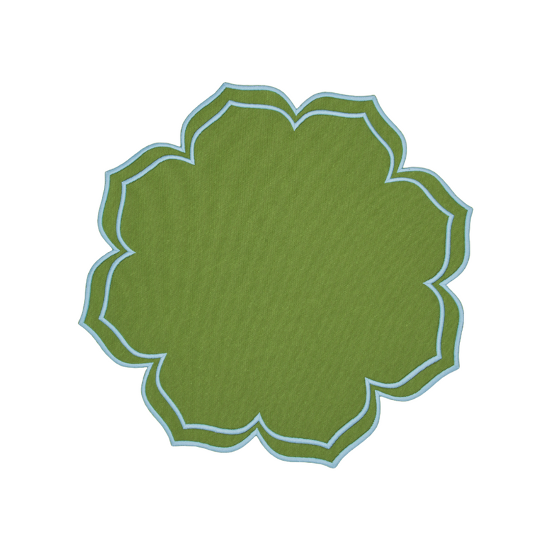 Dalia Green w/ Mint Trim Combo (4 Placemats + 4 Napkins + 4 Coasters)