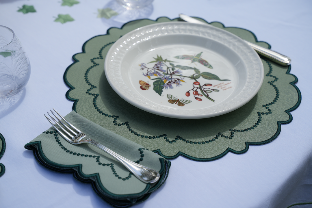 Ana Reversible Spillproof Placemats – Mint & Teal Trim (Set of 4)