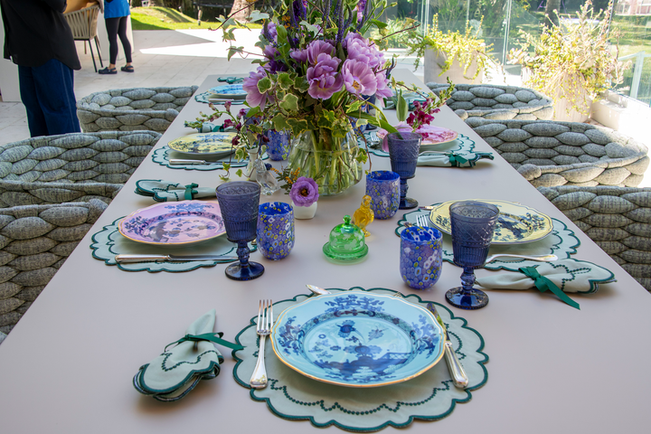 Ana Mint w/ Teal Trim Bundle (4 Placemats + 4 Napkins)