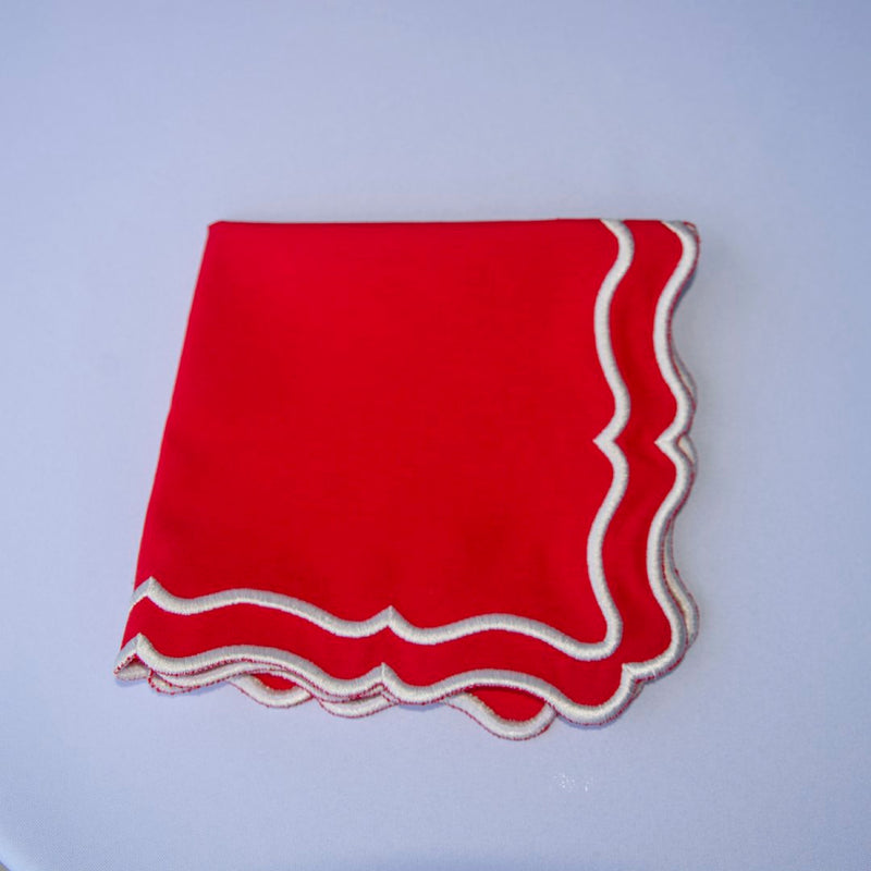 Annie Red Elegance Combo: 4 Napkins + 4 Placemats