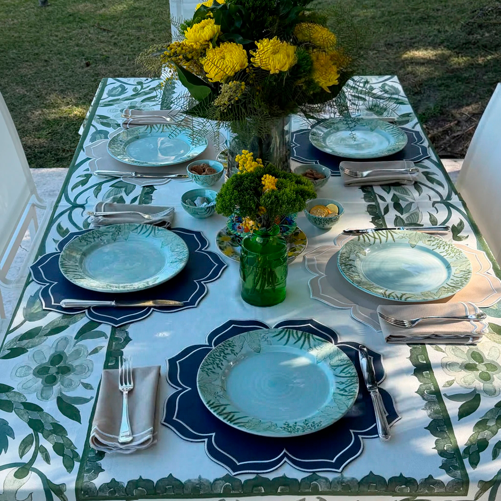 Dalia Reversible Spillproof Placemats + Coasters Bundle – Beige & Navy (Set of 4)