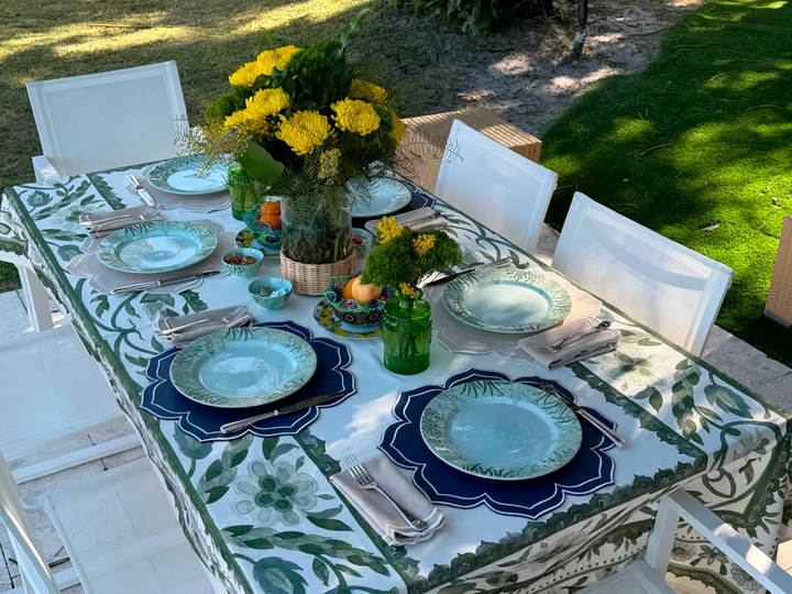 Dalia Reversible Spillproof Placemats + Coasters Bundle – Beige & Navy (Set of 4)