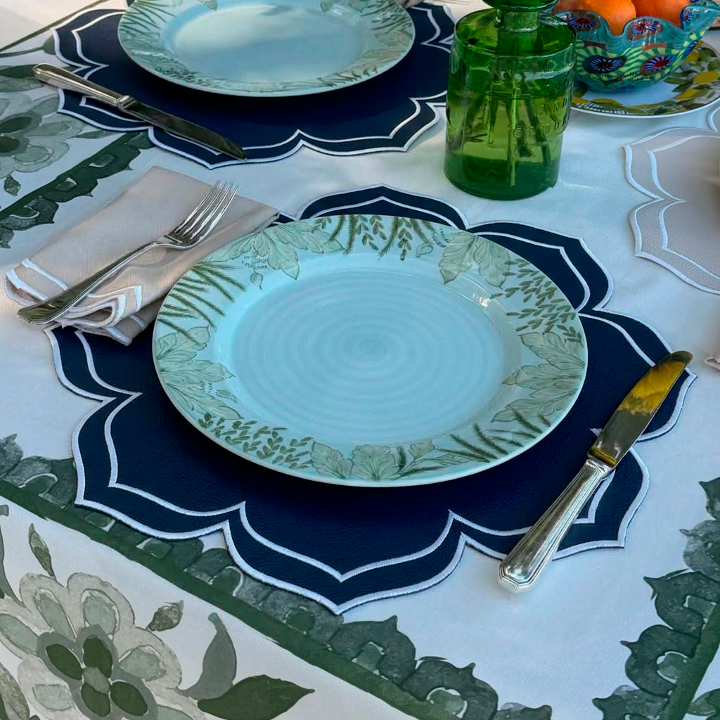 Dalia Reversible Spillproof Placemats + Coasters Bundle – Beige & Navy (Set of 4)