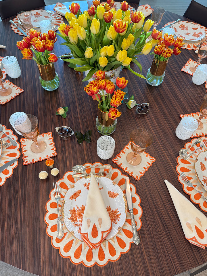 Manuela Placemats Ivory/Orange (Set of 4)