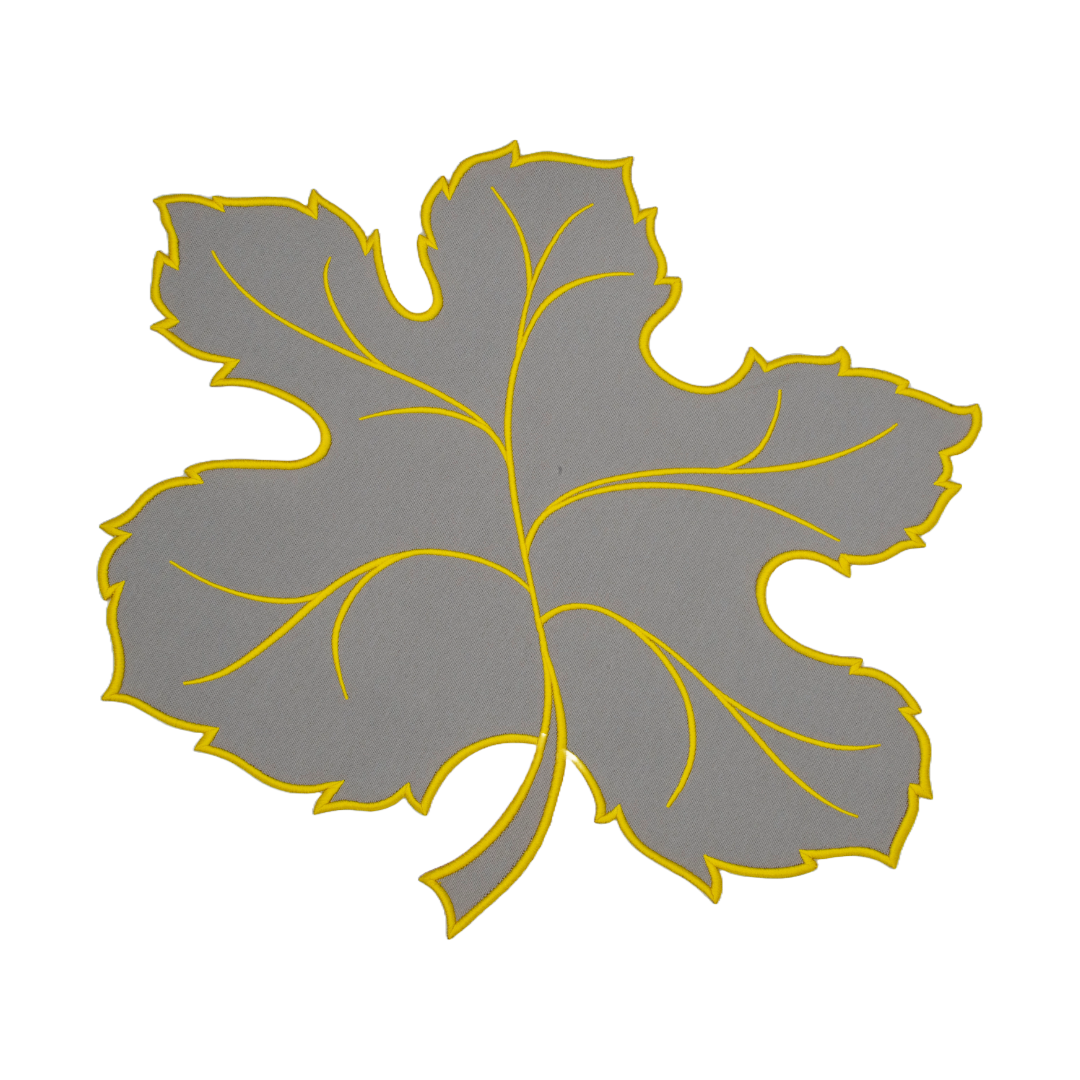 Maple Leaf Gray w/ Yellow Trim Bundle(4 Placemats + 4 Napkins + 4 Coasters)
