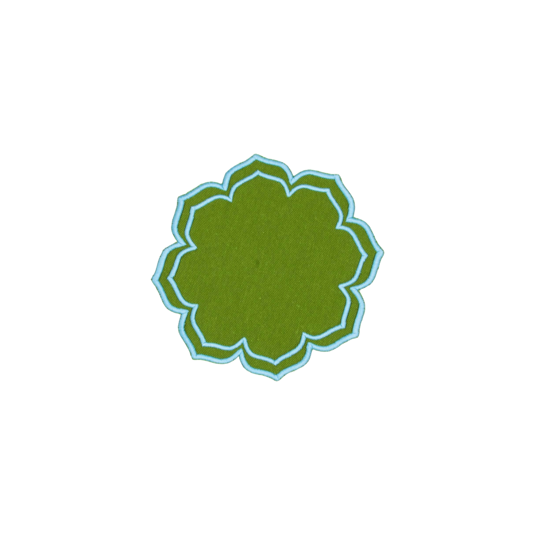 Dalia Green w/ Mint Trim Bundle(4 Placemats + 4 Napkins + 4 Coasters)