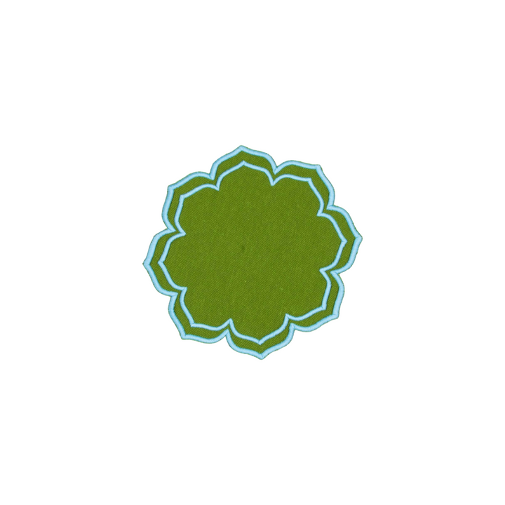Dalia Green w/ Mint Trim Bundle(4 Placemats + 4 Napkins + 4 Coasters)