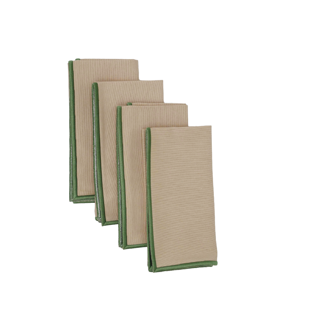 Isabella Green/Beige Bundle (4 Placemats + 4 Napkins)