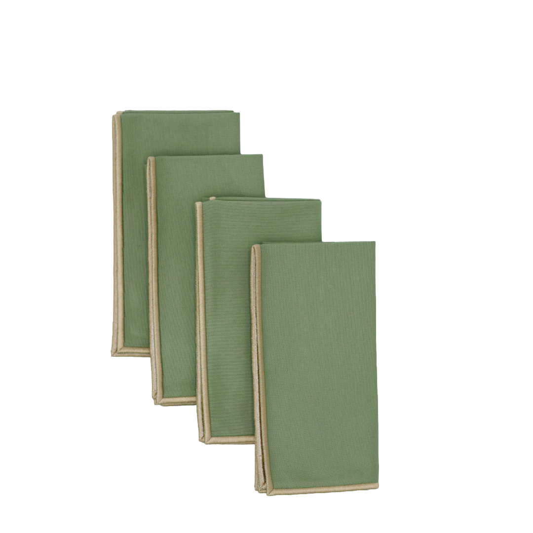 Isabella Beige/Green Bundle (4 Placemats + 4 Napkins)