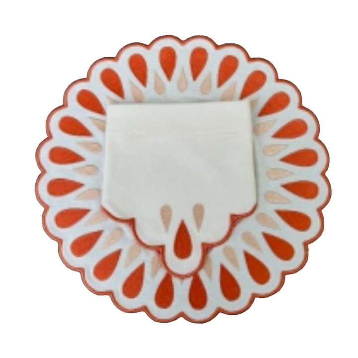 Manuela Napkins Ivory/Orange (Set of 4)
