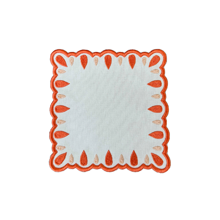 Manuela Cocktail Napkins Ivory/Orange (Set of 4)