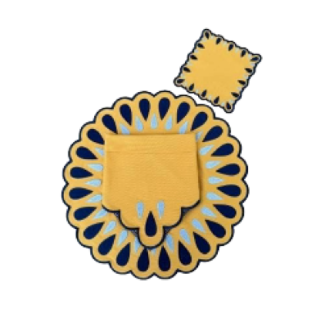 Manuela Napkins Yellow/Blue (Set of 4)
