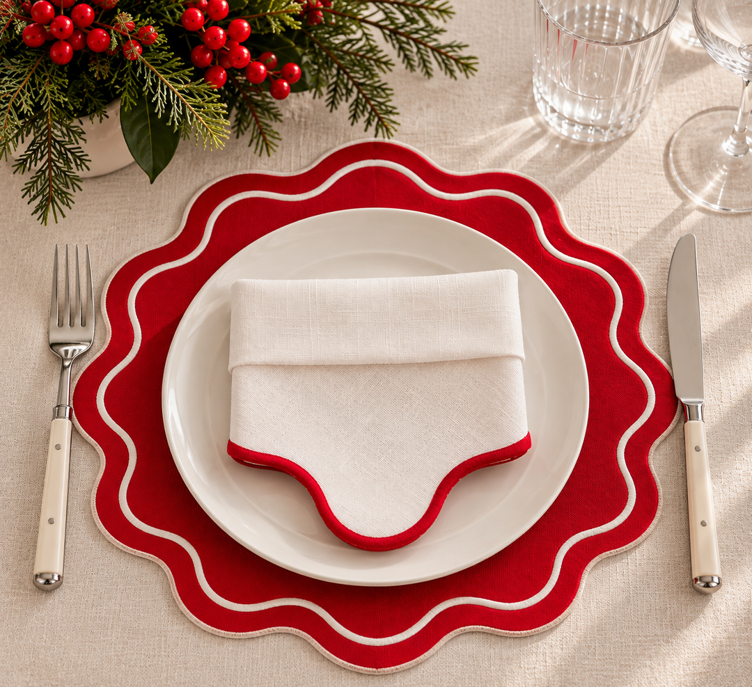 Isabella Red Wipeable Placemat Bundle (4 Placemats + 4 Napkins)