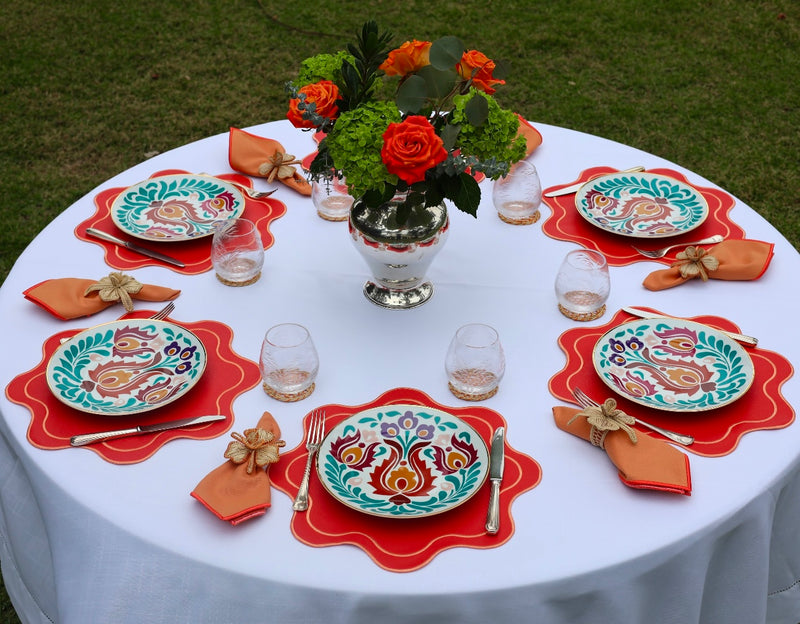 Isabella Placemats Coral w/ Salmon Trim (Set of 4)