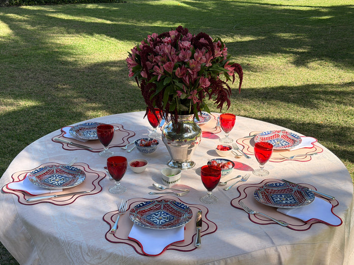 Isabella Spillproof Placemats Blush w/ Burgundy Trim (Set of 4)
