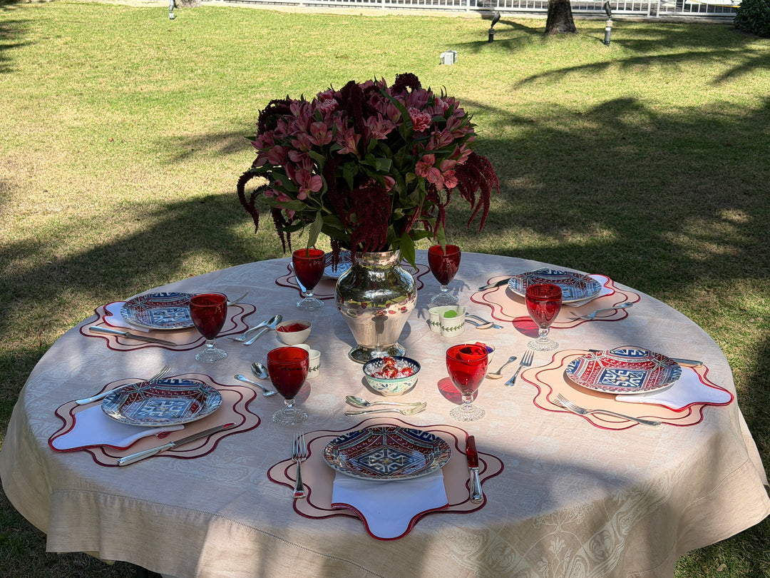 Isabella Spillproof Placemats Blush w/ Burgundy Trim (Set of 4)