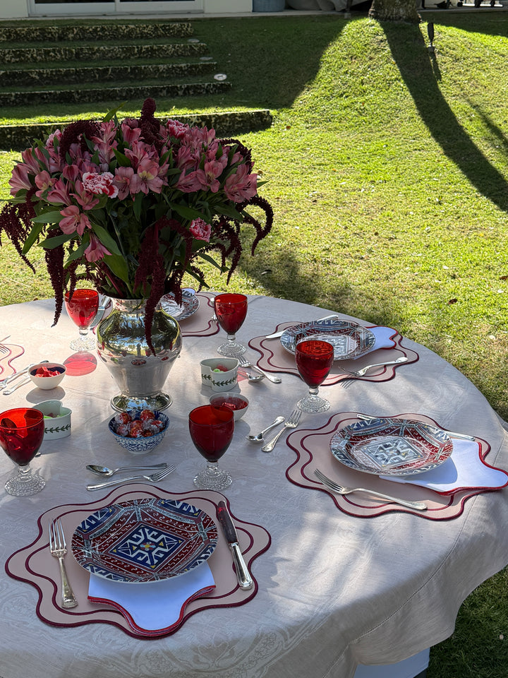 Isabella Spillproof Placemats Blush w/ Burgundy Trim (Set of 4)