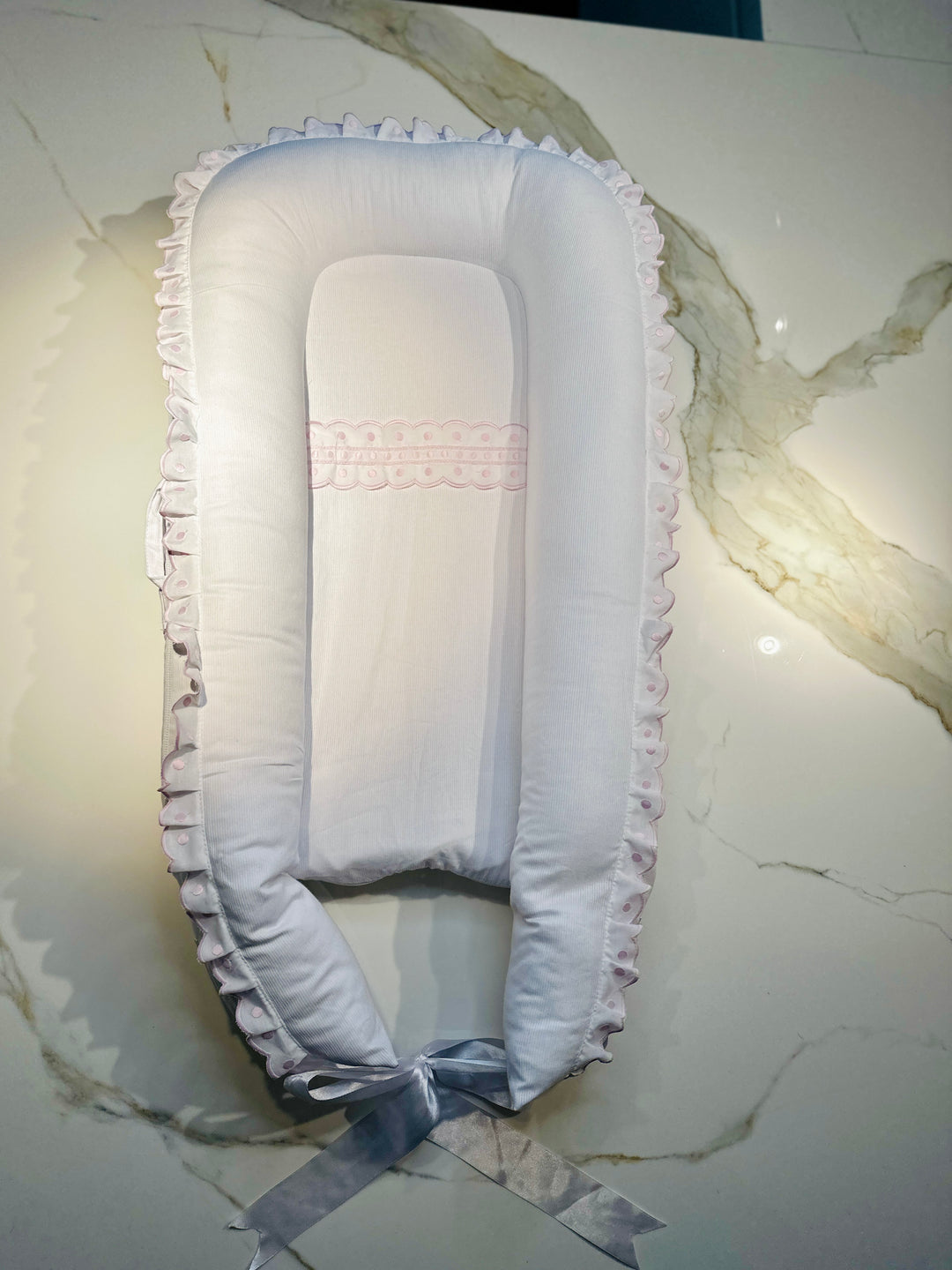 Dock A Tot Cover White W/ Pink trim