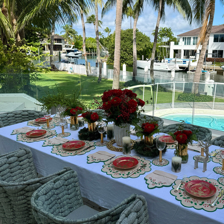 Isabella Holiday Bundle (4 Placemats + 4 Linen Napkins + 4 Coasters)