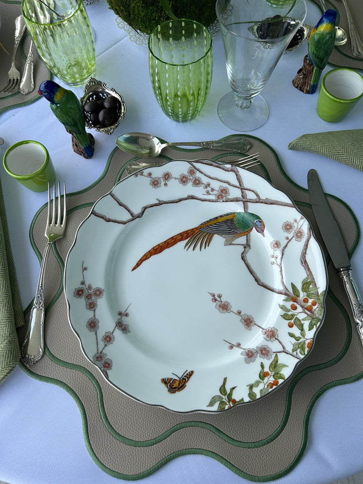 Isabella Beige w/ Green Trim Spillproof Placemats (Set of 4)