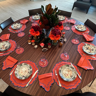 Ana Rust w/ Royal Trim Combo (4 Placemats + 4 Napkins + 4 Coasters)