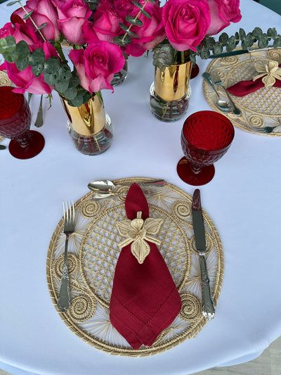 Caracol + Orchid Combo: 4 Napkins Ring + 4 Placemats