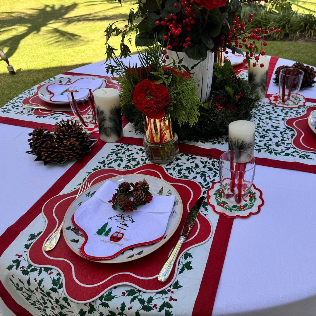 Isabella Red Ski Bundle (4 Placemats + 4 Napkins)