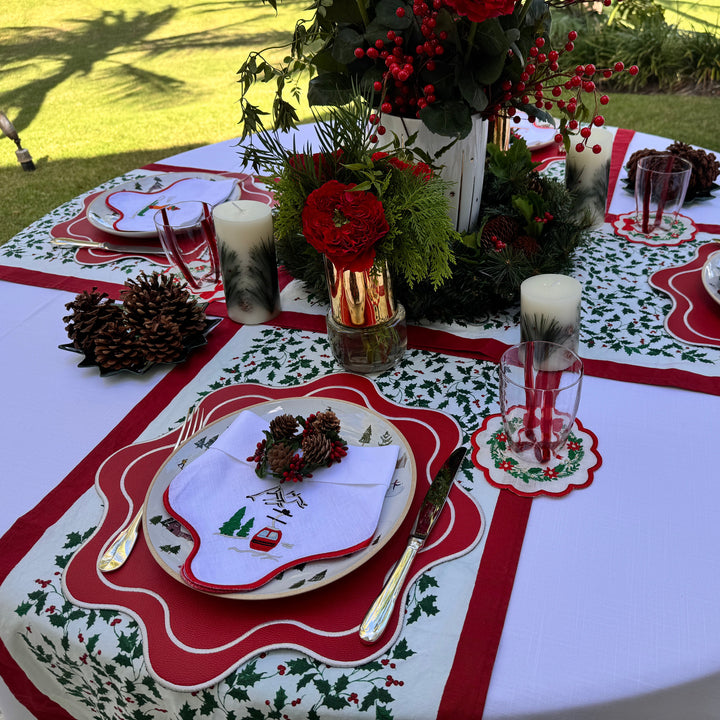 Isabella Red Ski Bundle (4 Placemats + 4 Napkins)