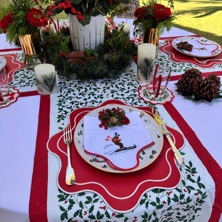 Isabella Red Ski Bundle (4 Placemats + 4 Napkins)